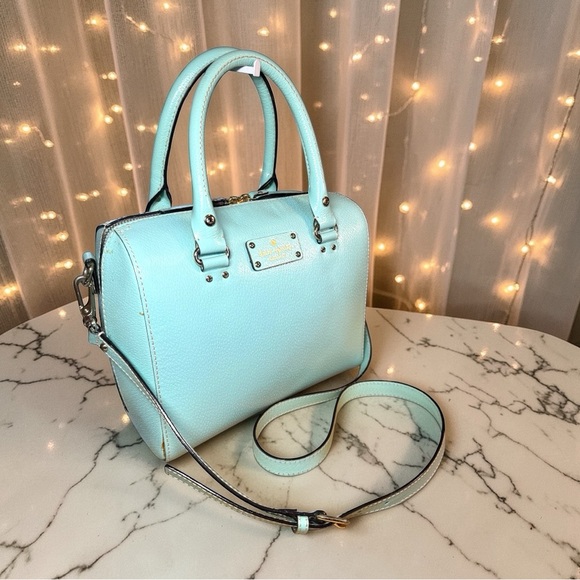 Kate Spade Alessa Wellesley Robin’s Egg Blue Leather Satchel Crossbody 🩵 EUC - Picture 4 of 13